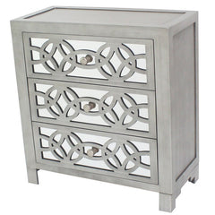 28'' Tall 3 - Drawer Mirrored Accent Chest Streamlined Rectangular Base and Mirrored Drawer
