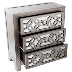 28'' Tall 3 - Drawer Mirrored Accent Chest Streamlined Rectangular Base and Mirrored Drawer