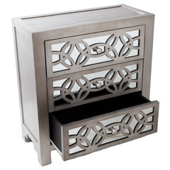 28'' Tall 3 - Drawer Mirrored Accent Chest Streamlined Rectangular Base and Mirrored Drawer