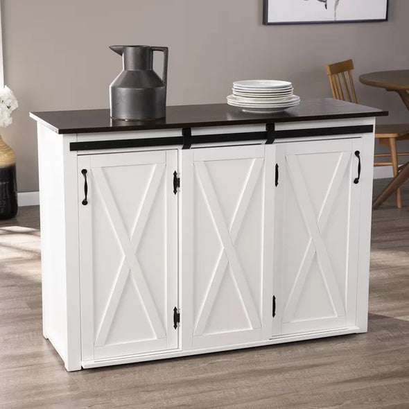 Damiani 50.25'' Wide Solid Wood Kitchen Island with Adjustable Shelves Farmhouse Style