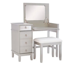 Silver Dangeras 38'' Wide Vanity Set with Stool and Mirror