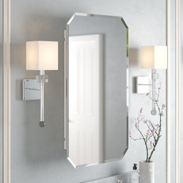 30.5" H x 16.5" W x 4.5" D Danieljames Recessed Frameless Medicine Cabinet with 2 Adjustable Shelves