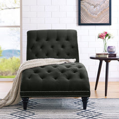 Dannely Tufted Armless Chaise Lounge Soft Charcoal Gray Velvet