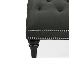 Dannely Tufted Armless Chaise Lounge Soft Charcoal Gray Velvet