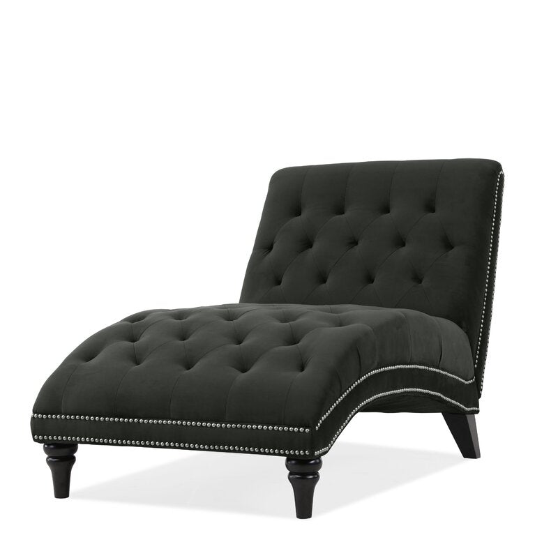 Dannely Tufted Armless Chaise Lounge Soft Charcoal Gray Velvet