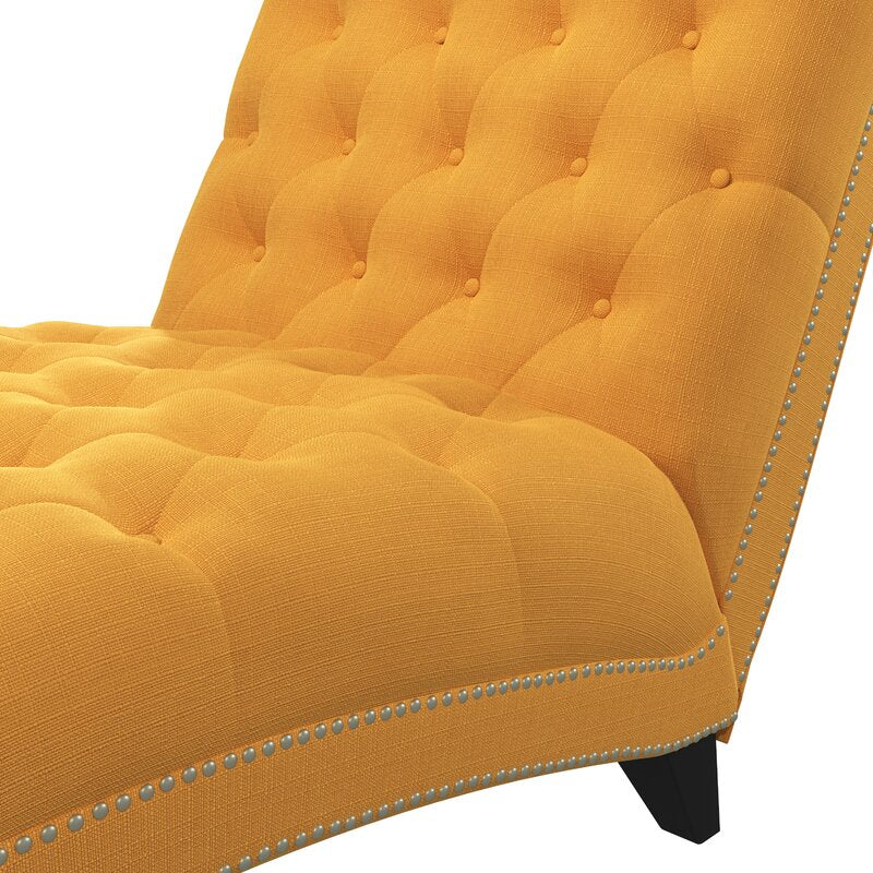 Dannely Tufted Armless Chaise Lounge Mustard yellow Linen
