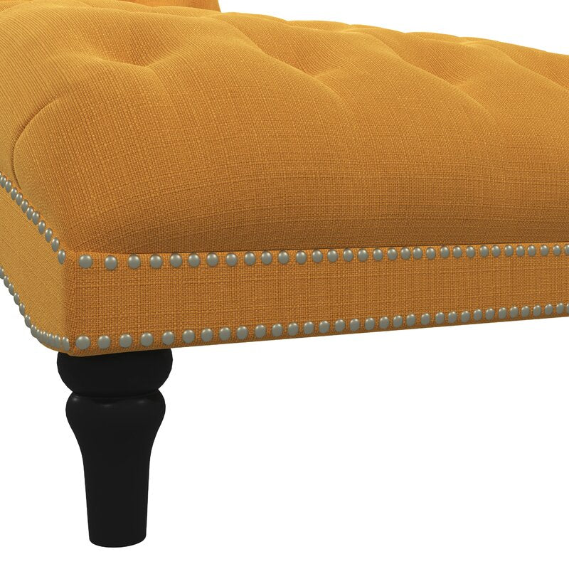 Dannely Tufted Armless Chaise Lounge Mustard yellow Linen