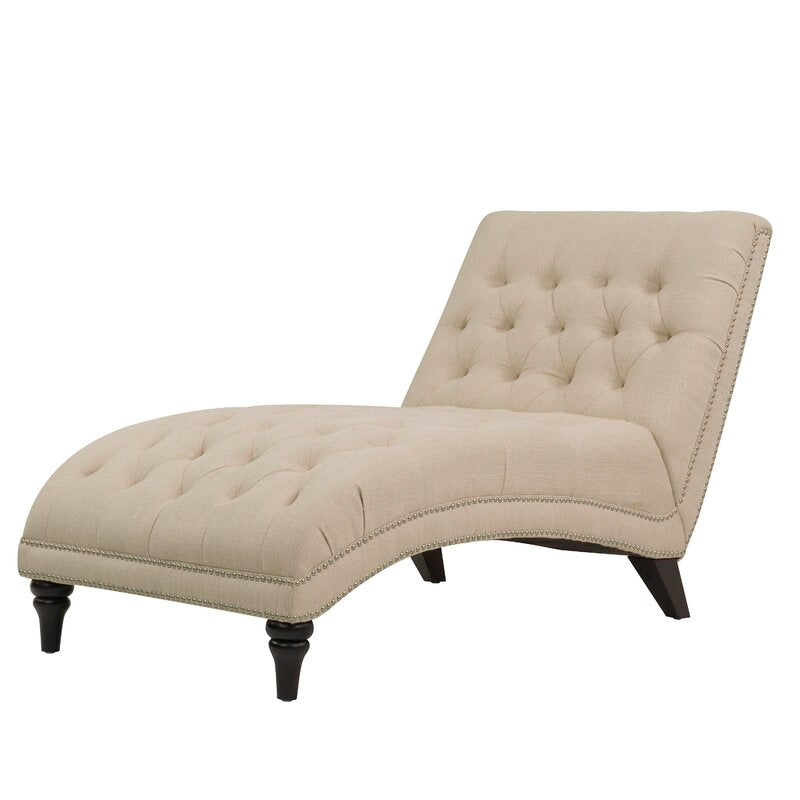 Dannely Tufted Armless Chaise Lounge Oatmeal Linen