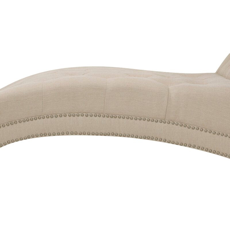 Dannely Tufted Armless Chaise Lounge Oatmeal Linen