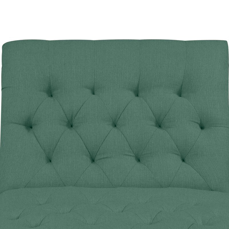 Dannely Tufted Armless Chaise Lounge Soft Turquoise Blue Velvet
