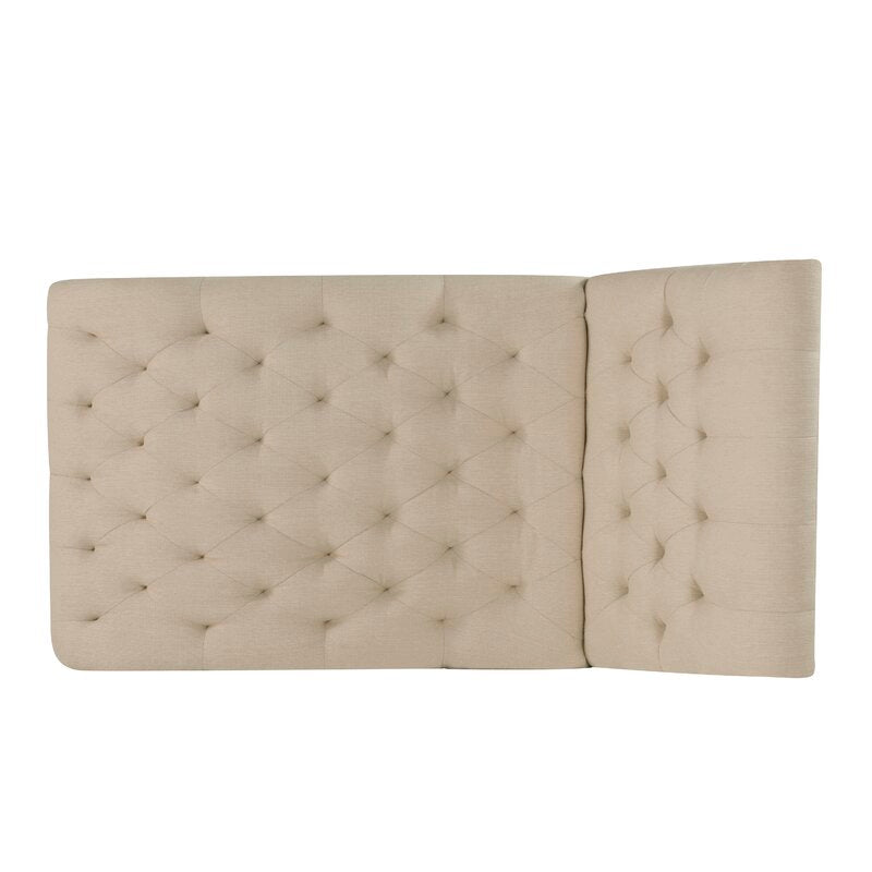Dannely Tufted Armless Chaise Lounge Oatmeal Linen