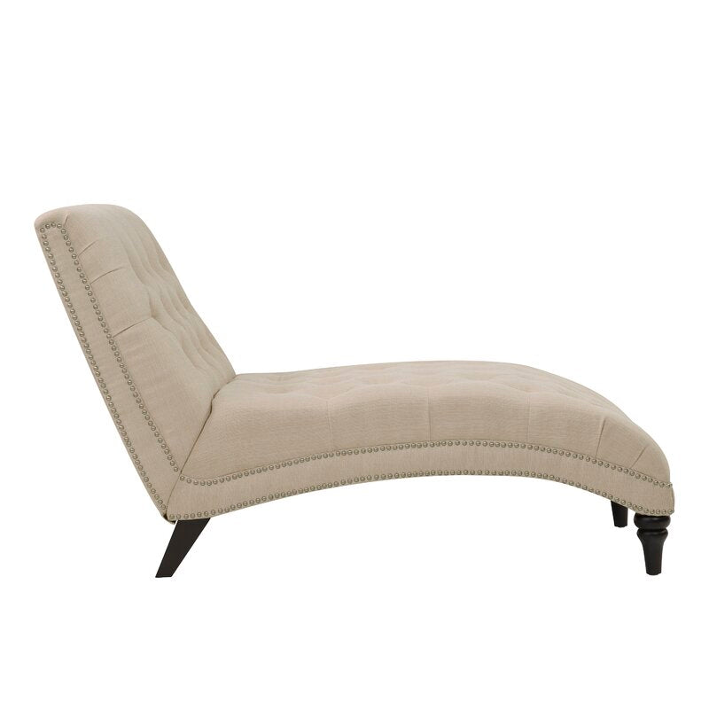 Dannely Tufted Armless Chaise Lounge Oatmeal Linen