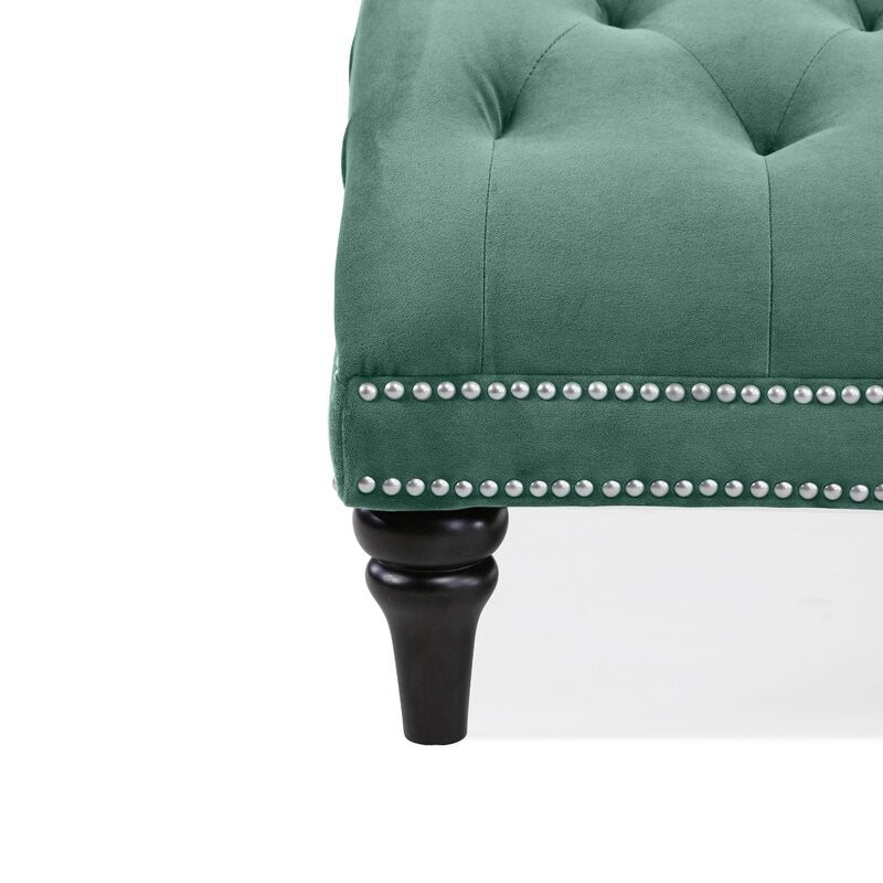 Dannely Tufted Armless Chaise Lounge Soft Turquoise Blue Velvet