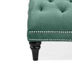 Dannely Tufted Armless Chaise Lounge Soft Turquoise Blue Velvet