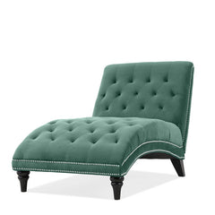 Dannely Tufted Armless Chaise Lounge Soft Turquoise Blue Velvet