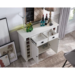 White Bar Cabinet 6-Bottle Wine Racks on the Side to Store your Best Wines