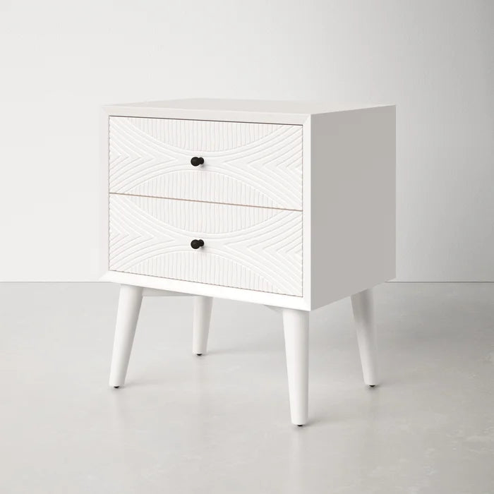 Daria 26'' Tall 2 Drawer Nightstand in White Modern Style Inhomelivings