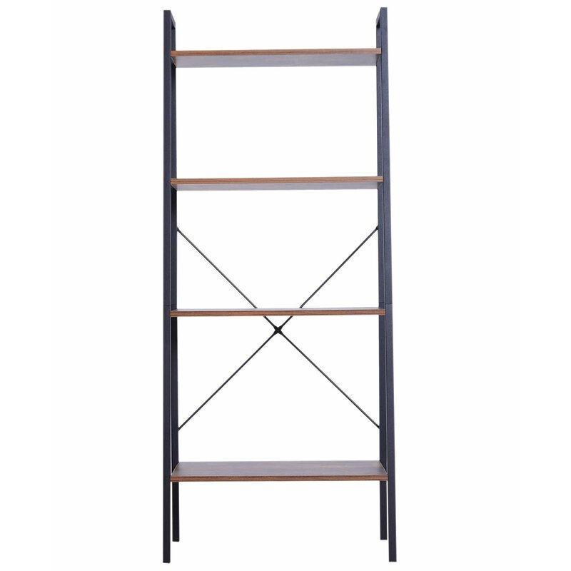 57'' H x 23.5'' W Ladder Bookcase 4-Tier Open Shelves, this Bookcase is Ideal for Displaying Books, Art, Photos, Plants
