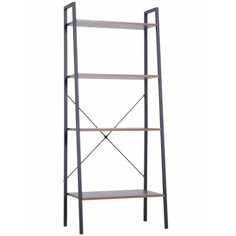 57'' H x 23.5'' W Ladder Bookcase 4-Tier Open Shelves, this Bookcase is Ideal for Displaying Books, Art, Photos, Plants