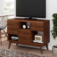 Darnise TV Stand for TVs up to 43" Brown Padded Wooden Legs