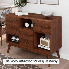 Darnise TV Stand for TVs up to 43" Brown Padded Wooden Legs