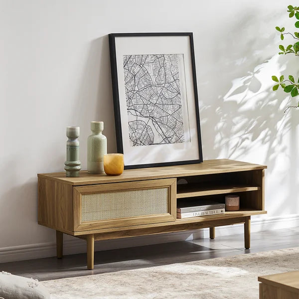 Oak Darshi TV Stand for TVs up to 50" with Cable Management and Offer Plenty Storage Space