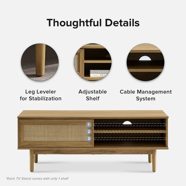 Oak Darshi TV Stand for TVs up to 50" with Cable Management and Offer Plenty Storage Space