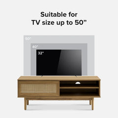 Oak Darshi TV Stand for TVs up to 50" with Cable Management and Offer Plenty Storage Space