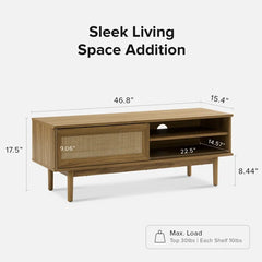 Oak Darshi TV Stand for TVs up to 50" with Cable Management and Offer Plenty Storage Space