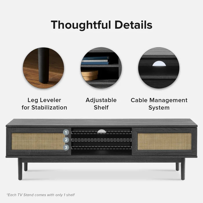 Black Darshi TV Stand for TVs up to 65" Perfect for Living Room Design