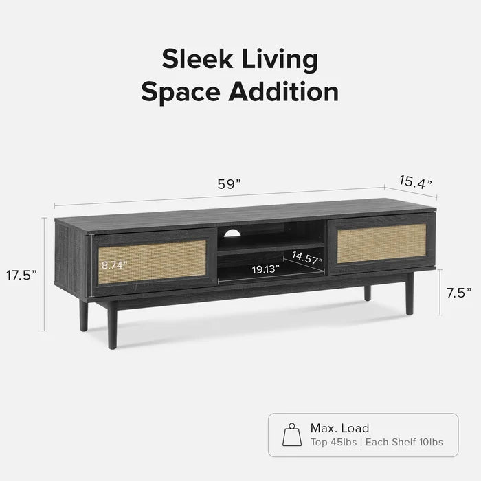 Black Darshi TV Stand for TVs up to 65" Perfect for Living Room Design