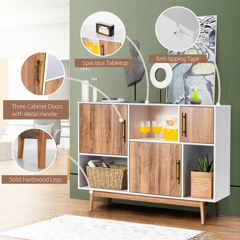 40'' Wide Server 6 Compartments Different in Size and Shape Offer you Versatile Options for Storage and Display