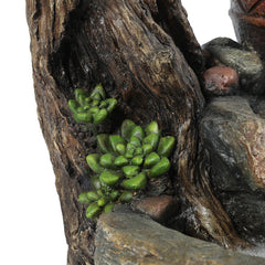 Daulton Resin Tree Stump and Rock Outdoor Fountain