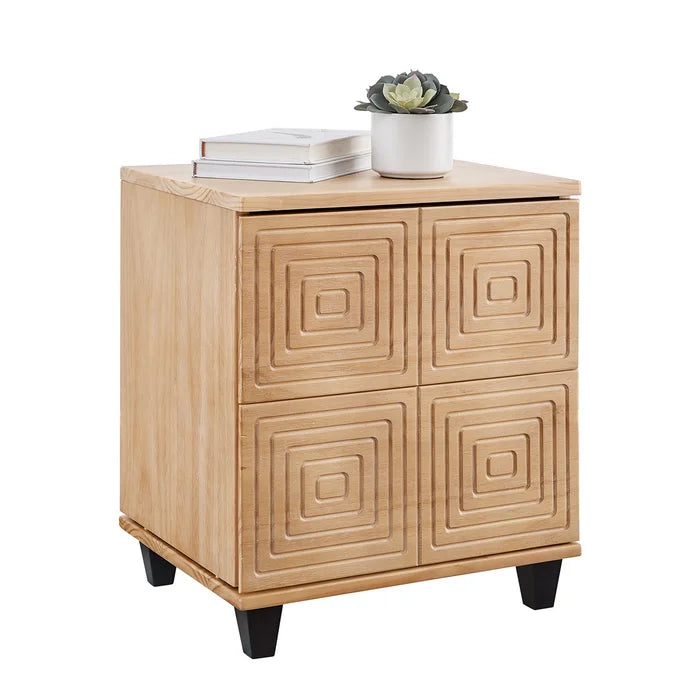 Davar 21.65'' Tall 2 - Drawer Nightstand in Natural Solid Wood