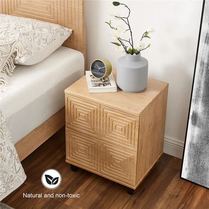 Davar 21.65'' Tall 2 - Drawer Nightstand in Natural Solid Wood