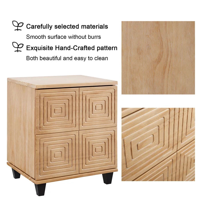Davar 21.65'' Tall 2 - Drawer Nightstand in Natural Solid Wood