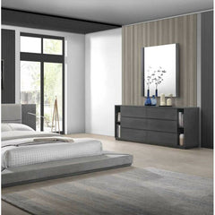 Grey Wash Dave 6 Drawer 63'' W Double Dresser Veneered