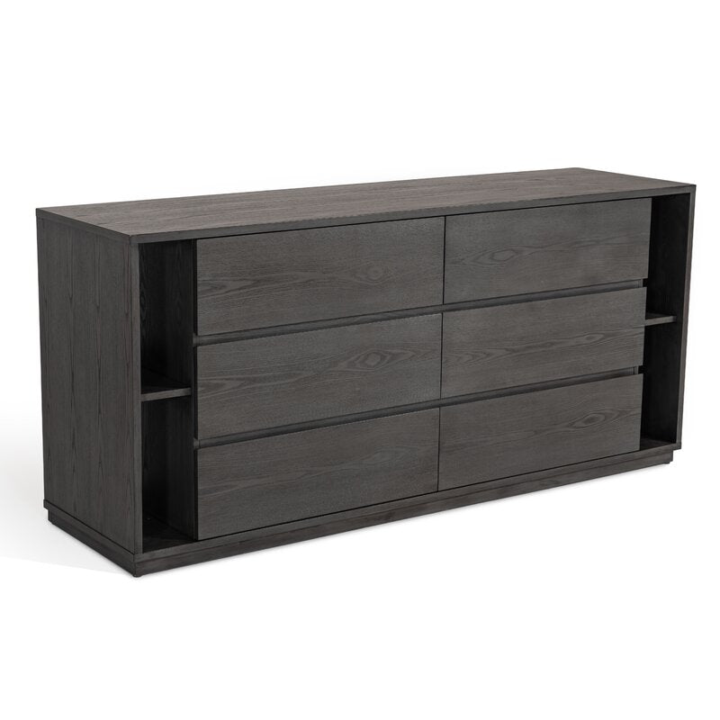 Grey Wash Dave 6 Drawer 63'' W Double Dresser Veneered