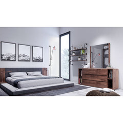 Walnut Dave 6 Drawer 63'' W Double Dresser Two Outside Edge Bookcases
