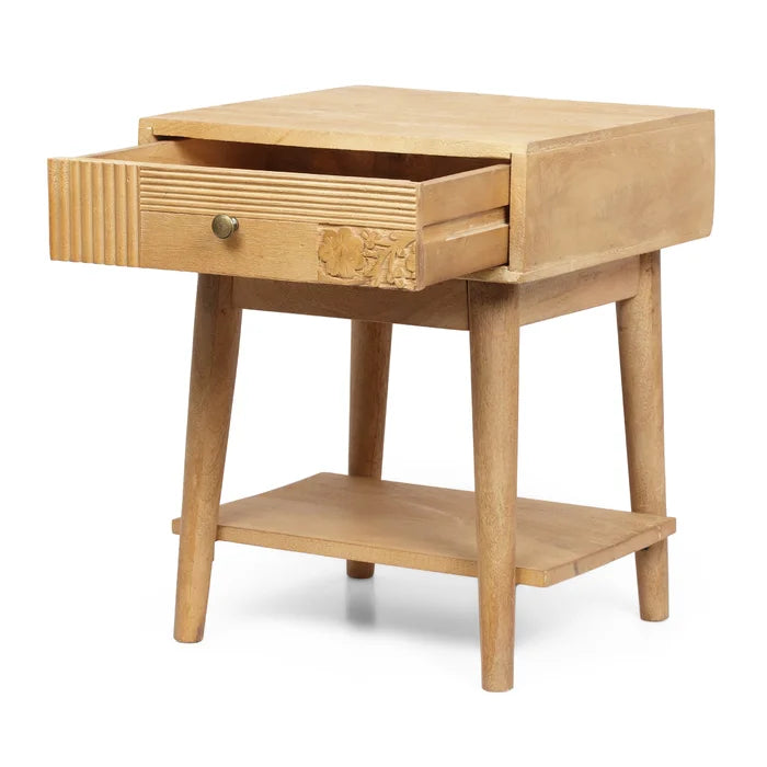 Solid Wood Davide 21'' Tall 1 - Drawer Nightstand in Natural