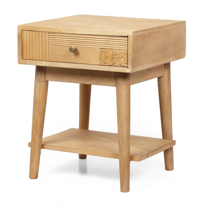 Solid Wood Davide 21'' Tall 1 - Drawer Nightstand in Natural