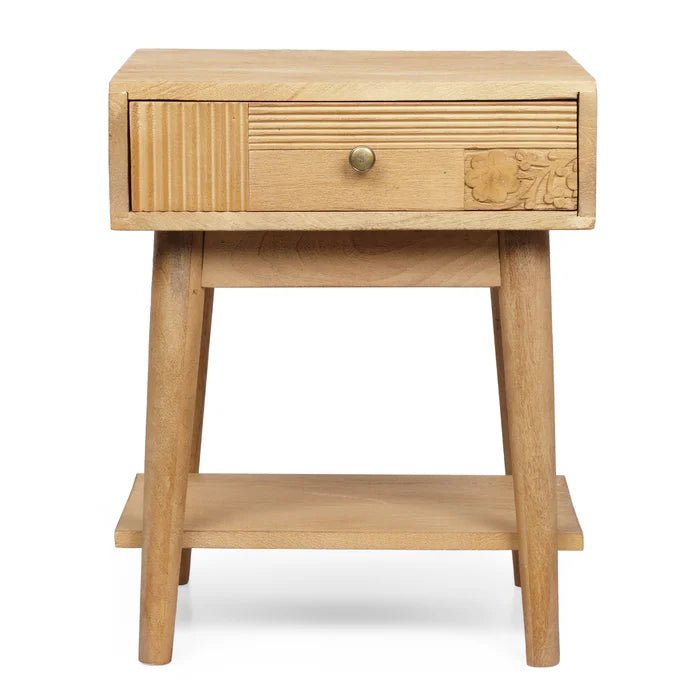 Solid Wood Davide 21'' Tall 1 - Drawer Nightstand in Natural