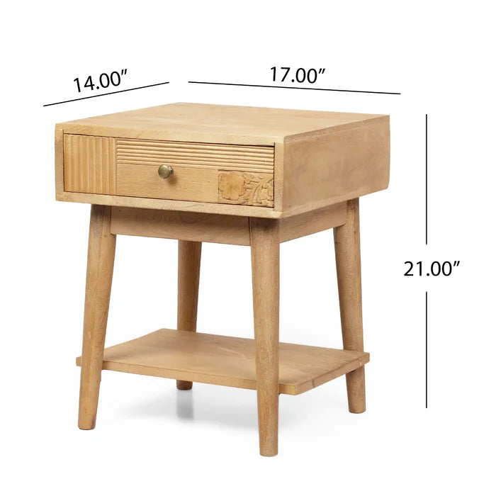 Solid Wood Davide 21'' Tall 1 - Drawer Nightstand in Natural
