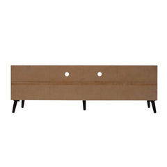 Dark Walnut TV Stand for TVs up to 78" Two Cabinets and Four Cubby Shelves to Hold Any Media Players