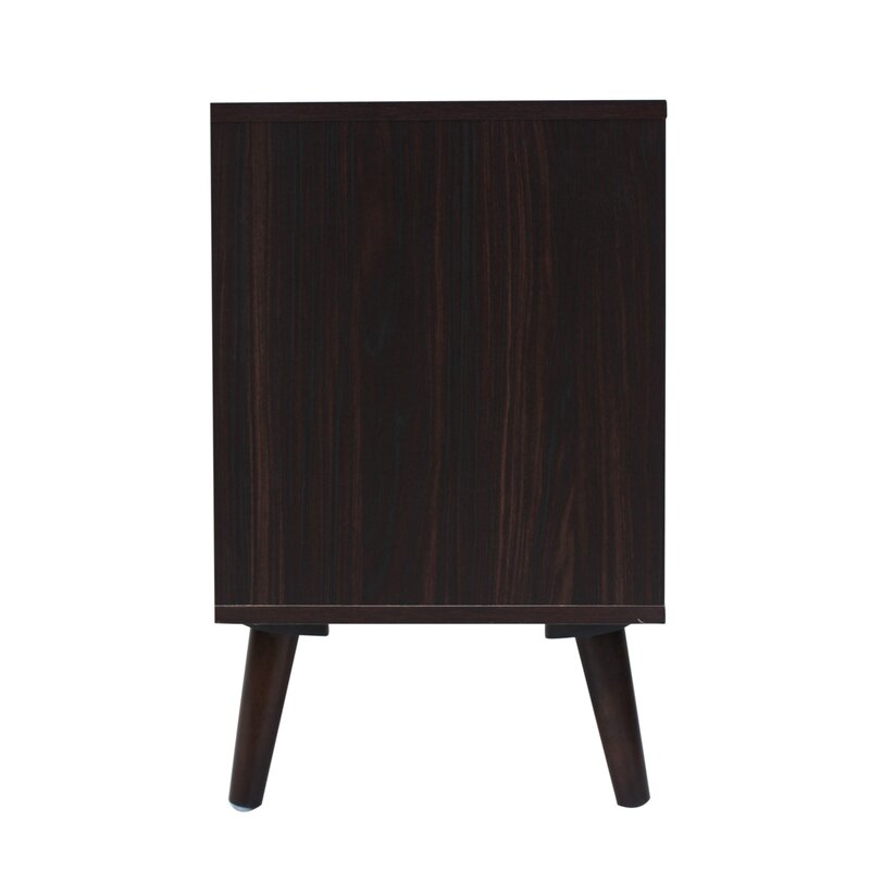 Dark Walnut TV Stand for TVs up to 78" Two Cabinets and Four Cubby Shelves to Hold Any Media Players