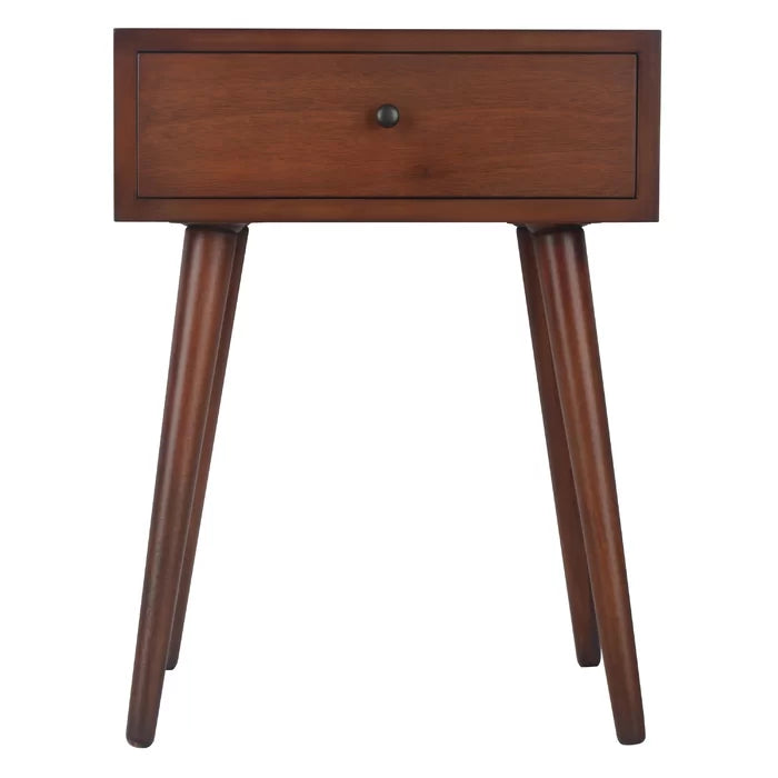 Walnut Daviyon 23.5'' Tall End Table with Storage Four Tapered Legs