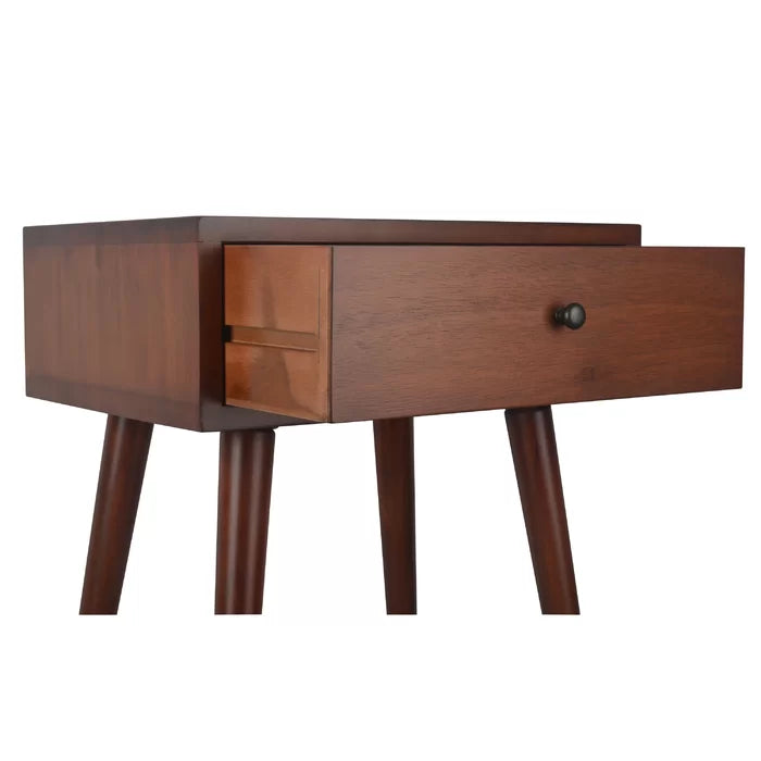 Walnut Daviyon 23.5'' Tall End Table with Storage Four Tapered Legs