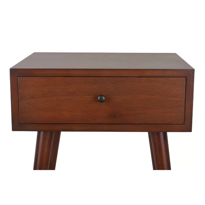 Walnut Daviyon 23.5'' Tall End Table with Storage Four Tapered Legs