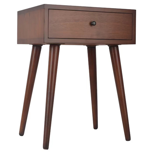 Walnut Daviyon 23.5'' Tall End Table with Storage Four Tapered Legs