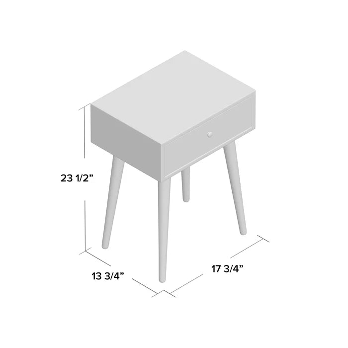Walnut Daviyon 23.5'' Tall End Table with Storage Four Tapered Legs